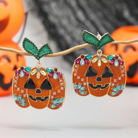 E4085 Aretes calabaza Halloween aleacion 5cm
