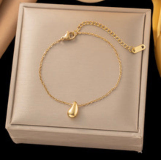 B862 Pulsera dorada gota dorada acero inoxidable 19cm