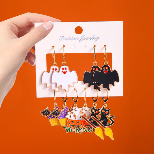 E3876 conjunto de aretes Halloween 4.5cm aleacion