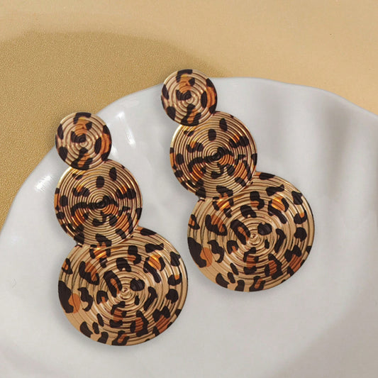 E3639 Aretes círculo leopardo aleacion 7cm