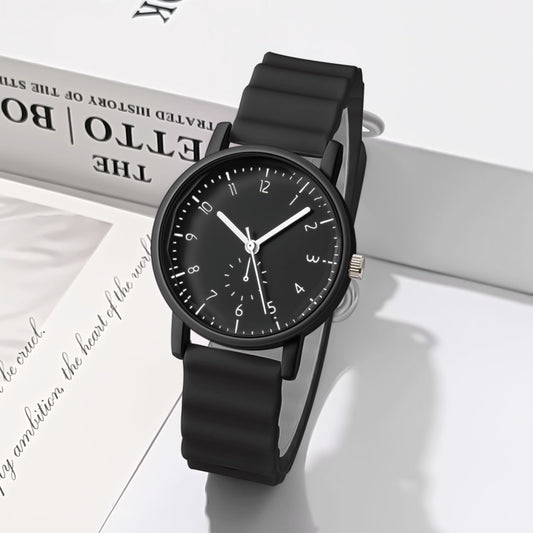 R120N Reloj negro correa gel de silice para mujer