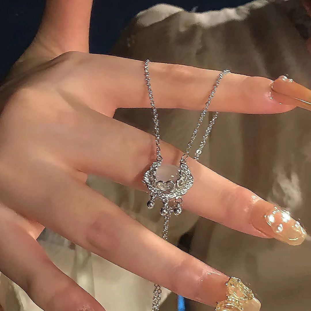 C941 Collar corazón plateado acero titanio 22cm