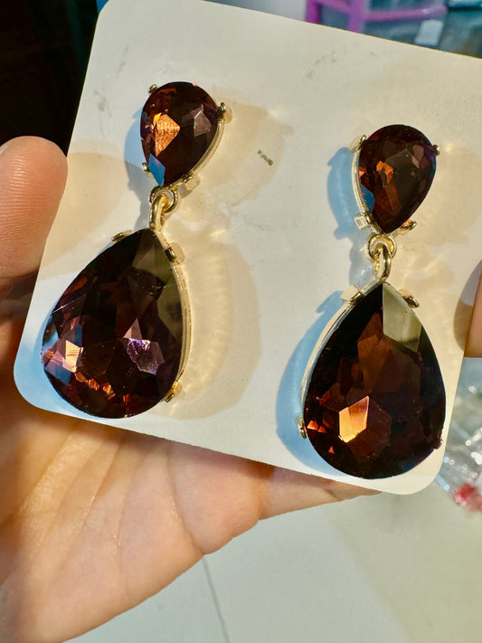 2896M Aretes gota cristal jerez 4.5 CM