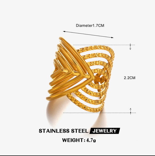 A265 anillo dorado abstracto abierto acero inoxidable