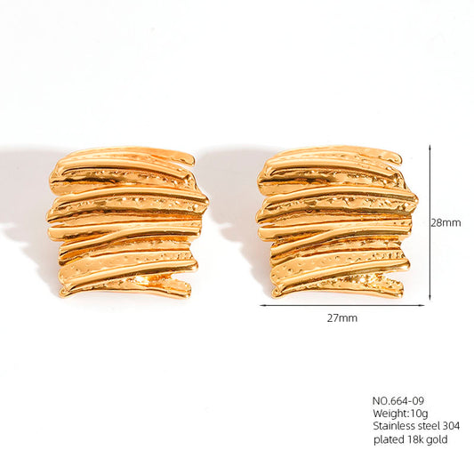 E2920 Aretes dorados acero inoxidable 3cm
