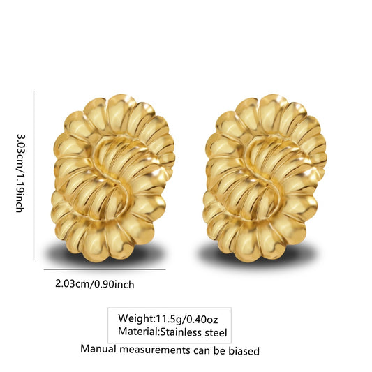 E3479 Aretes caracol dorado acero inoxidable 3cm