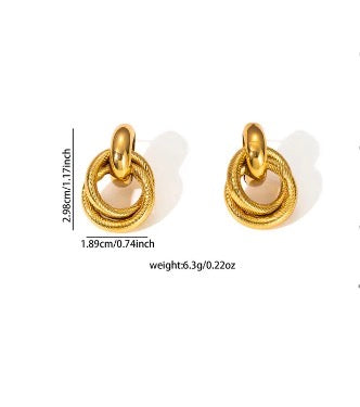 E4323 aretes aro dorado acero inoxidable 2.5cm