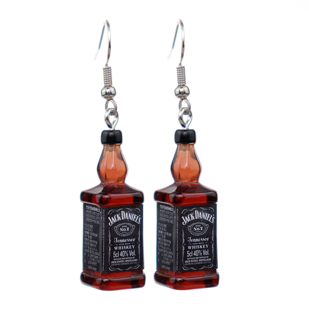 E7322 Aretes whisky Jack Daniels acrilico 5cm desde gancho