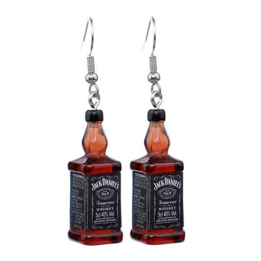E7322 Aretes whisky Jack Daniels acrilico 5cm desde gancho