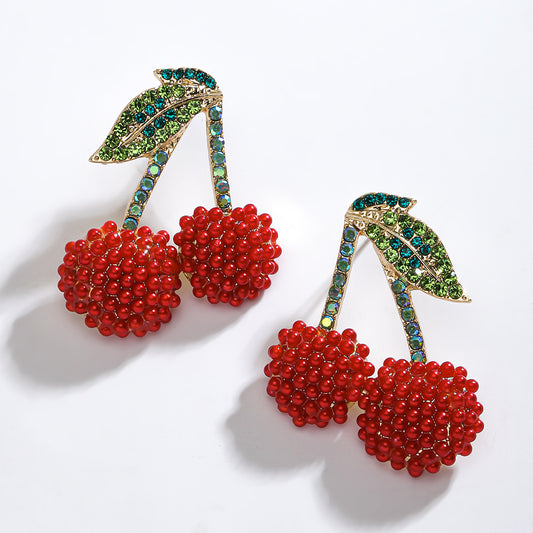 J587 Aretes cereza aleacion 4cm