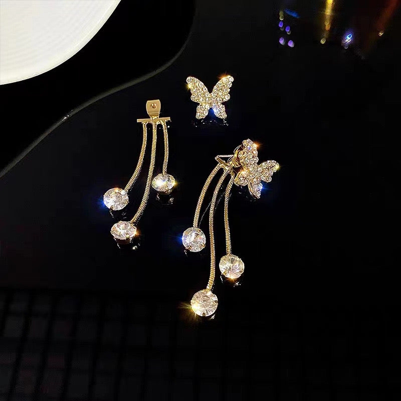 E2055 Aretes mariposa zirconia brillantes desmontable