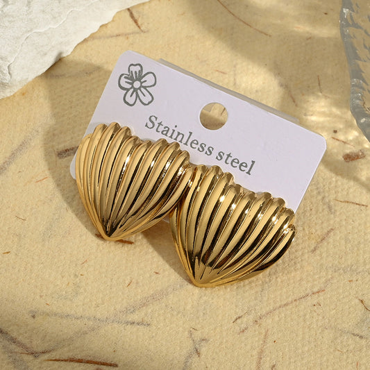E5983 Aretes corazon globo dorado 3cm acero inoxidable