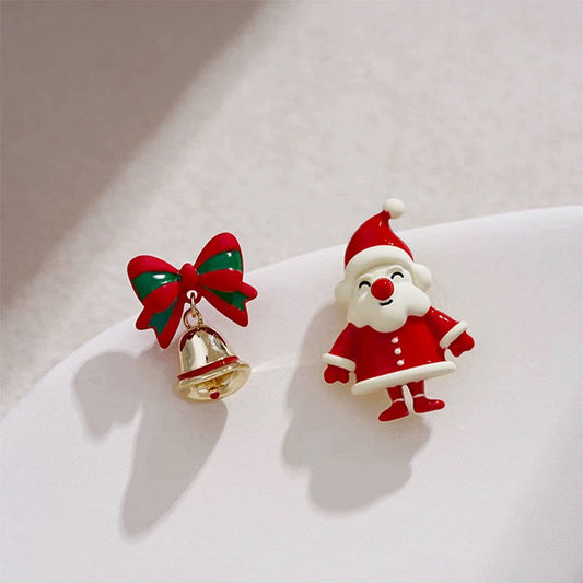 E4432  Aretes asimétricos santa claus poste de plata 2.2cm