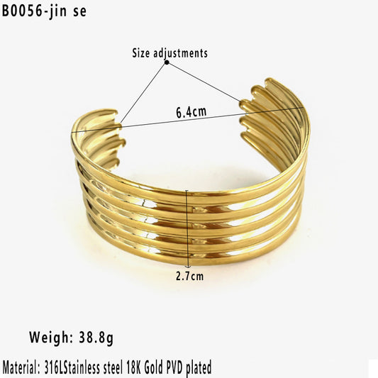 B546 Brazalete dorado acero inoxidable abierta