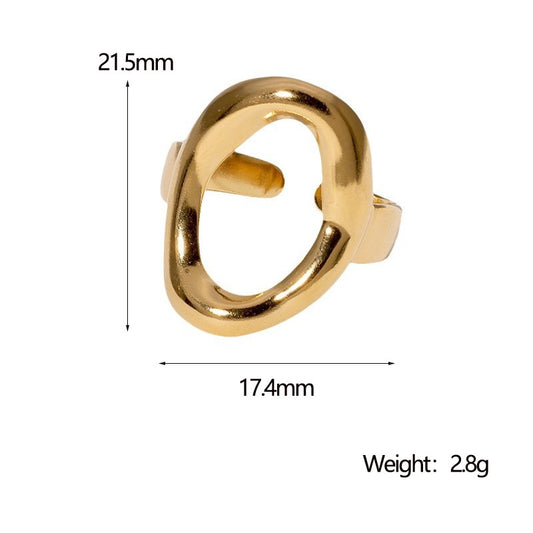 A570 Anillo dorado geométrico abierto acero inoxidable