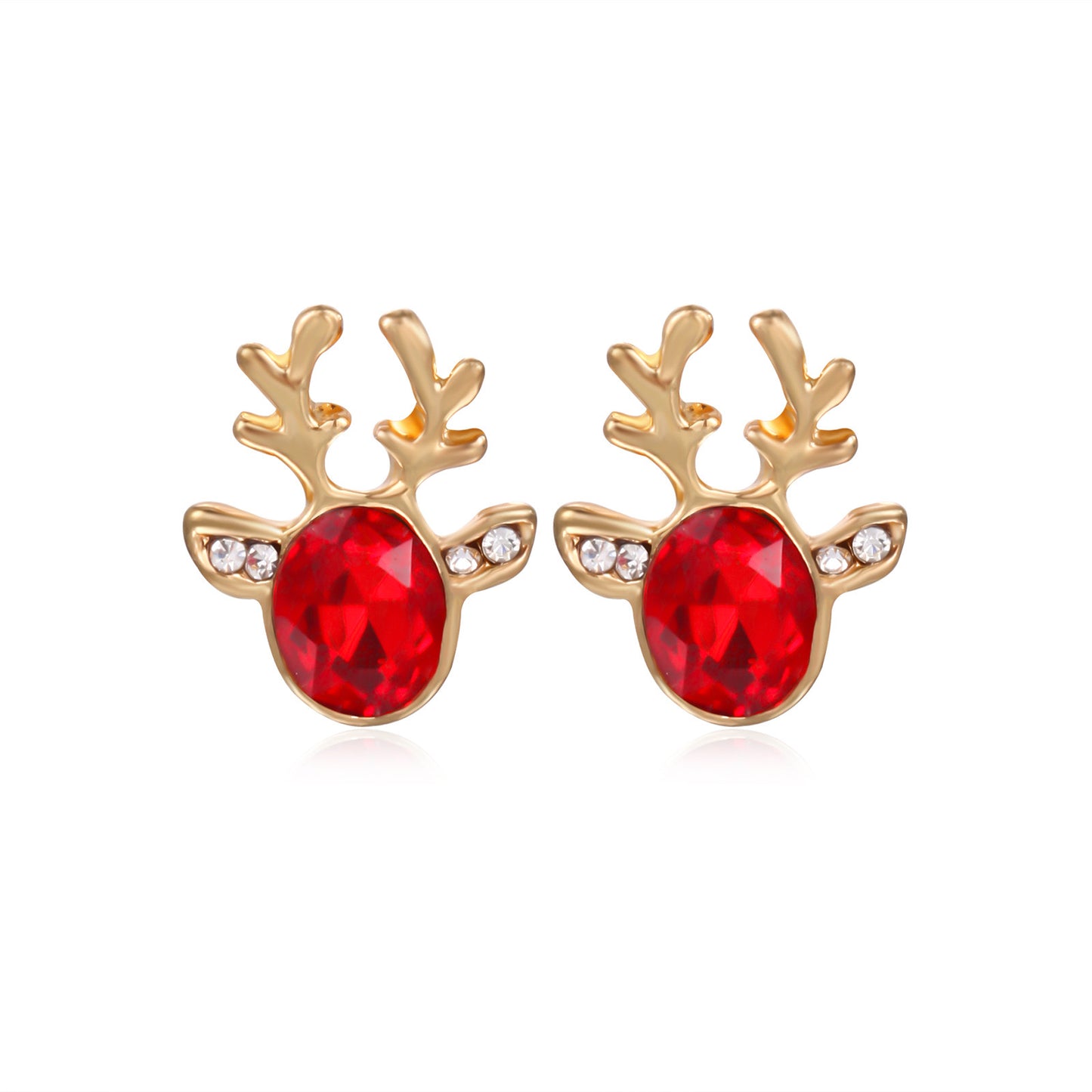E4211 Aretes reno cristal rojos aleacion  1.5cm