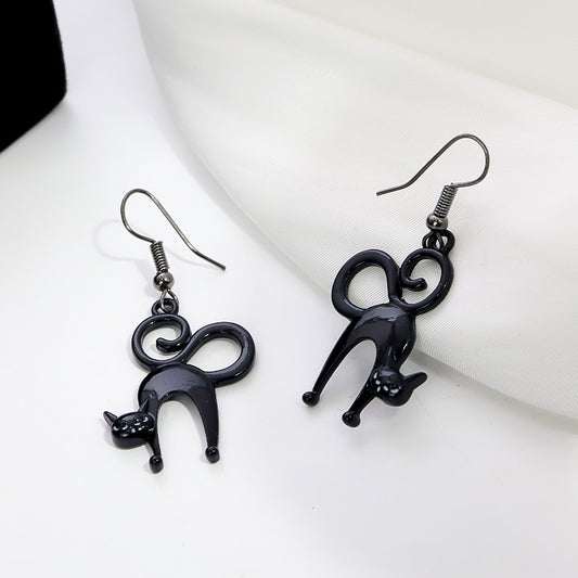E3986 Aretes gato negro Halloween aleacion 4.5cm