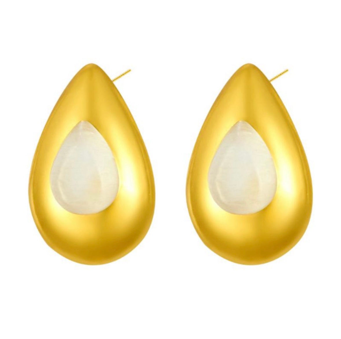 E5466 Aretes gota perla dorada acero inoxidable 1cm