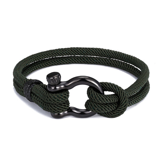 B375V Pulsera caballero cordon verde militar acero inoxidable 19cm