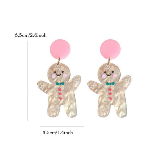 E4081 Aretes galleta hombre de jengibre Navidad acrílico 6cm