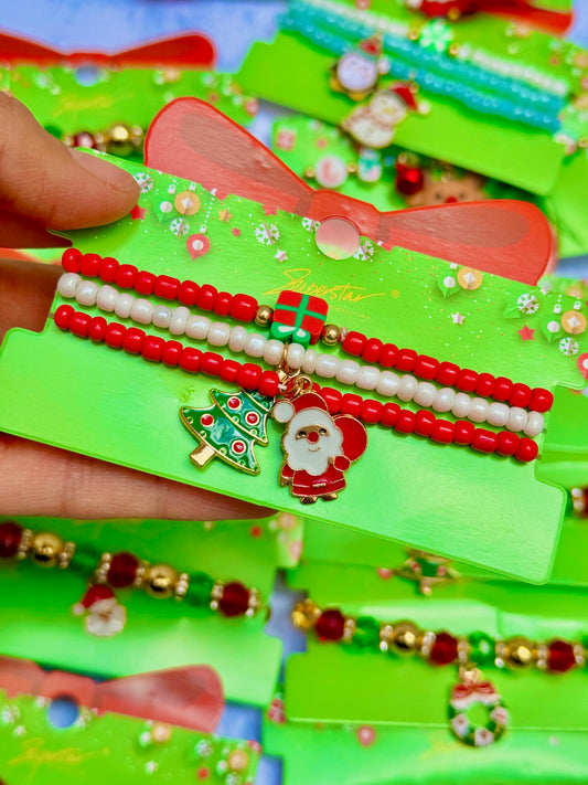 B137S Set pulseras Navidad santa claus chaquira