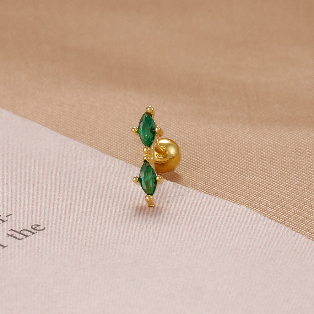 E4614 Arete blanco y verde acero inoxidable 1cm