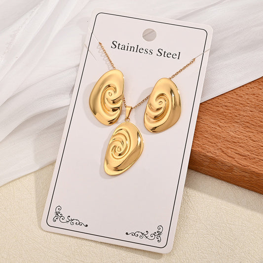 C1613 Conjunto collar aretes acero inoxidable 304 chapado en oro 18k collar 20cm aretes 3cm