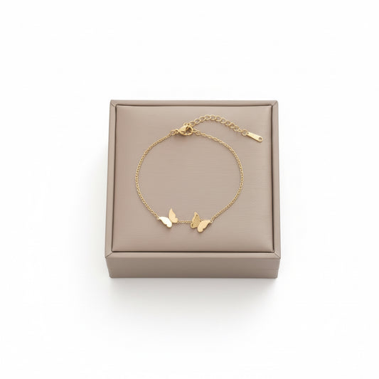 B577 Pulsera mariposa acero titanio 21cm