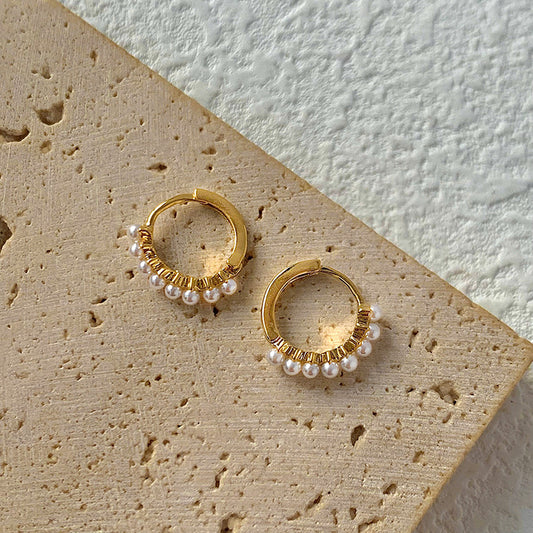 E3380 Argolla perlas pequeña cobre 1cm