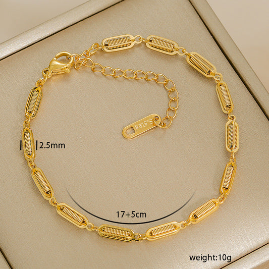 B418 Pulsera cadena dorada acero inoxidable 23cm