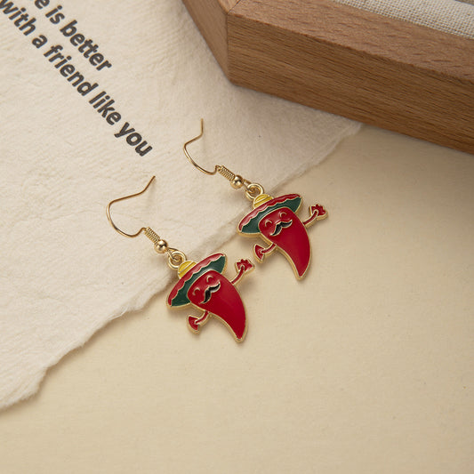 E7110B Aretes chiles patrios aleacion 1cm colgantes