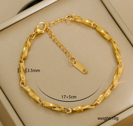 B869 Pulsera estilo moderno dorada acero inoxidable 19cm