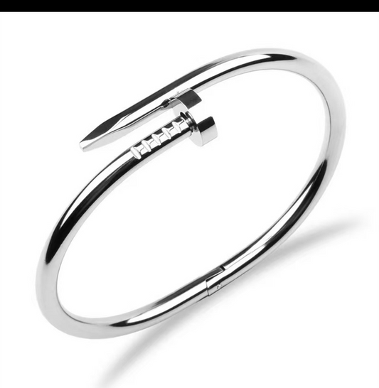 B583 Brazalete plateado acero inoxidable 7cm ancho