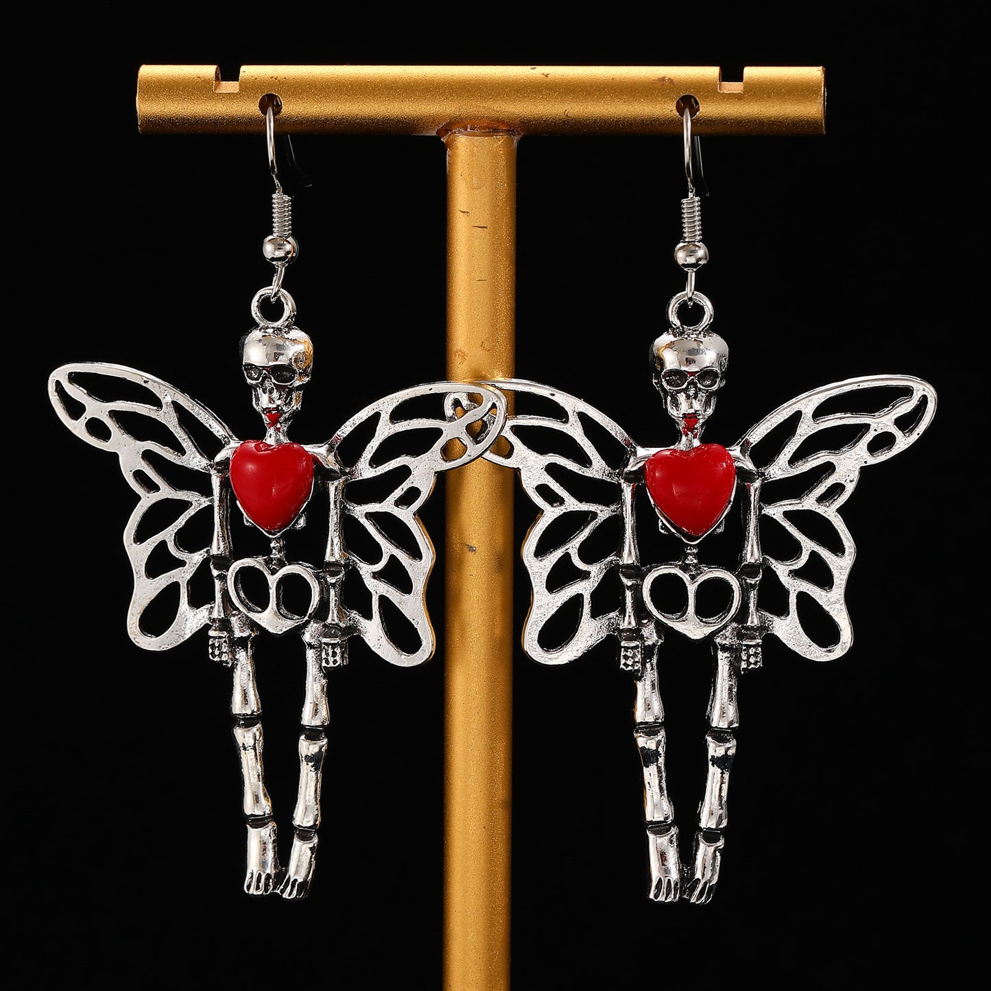 E3987 Aretes esqueleto mariposa Halloween 7cm