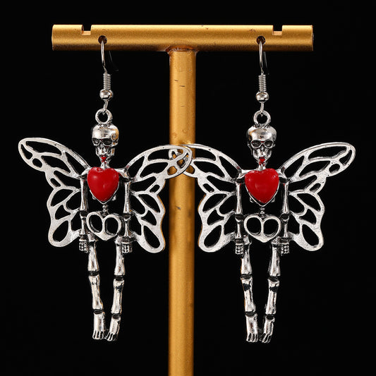 E3987 Aretes esqueleto mariposa Halloween 7cm