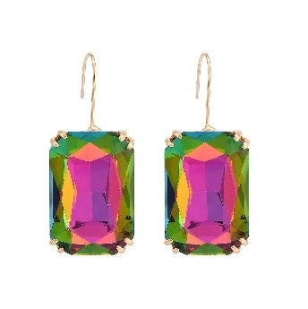 E3355T Aretes cristal tornasol aleacion 3cm
