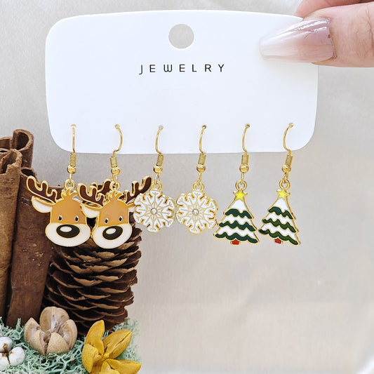 E4068 Conjunto de aretes de Navidad reno navideño aleacion 3cm