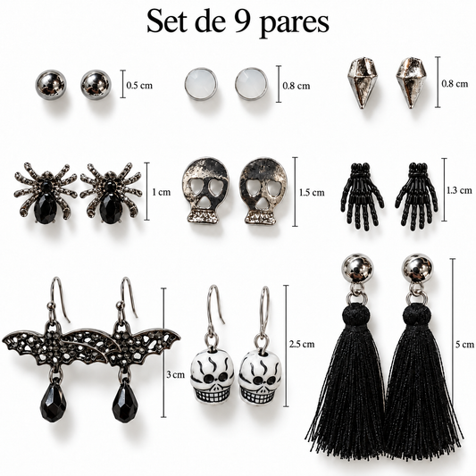 H155 Paquete de aretes Halloween incluye 9 pares