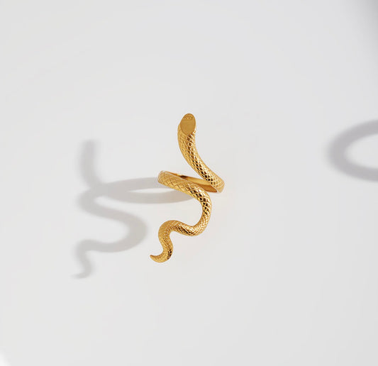 A541 Anillo serpiente dorado ajustable acero inoxidable
