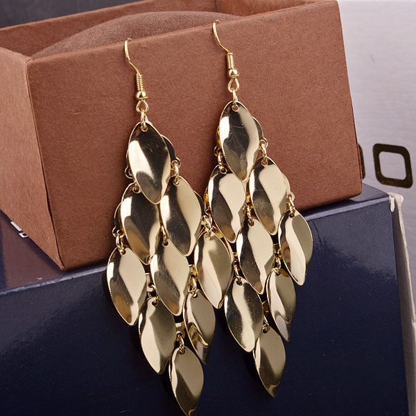E4816 Aretes de fiesta dorados aleacion 7cm
