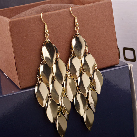 E4816 Aretes de fiesta dorados aleacion 7cm