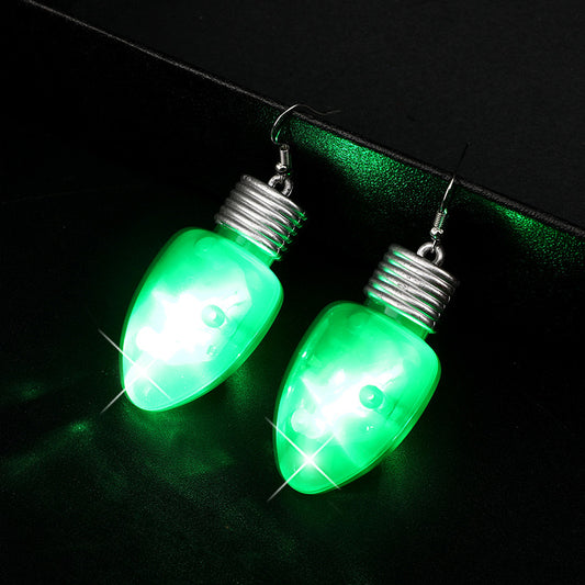 E4804 Aretes led focos verdes navideños 4cm