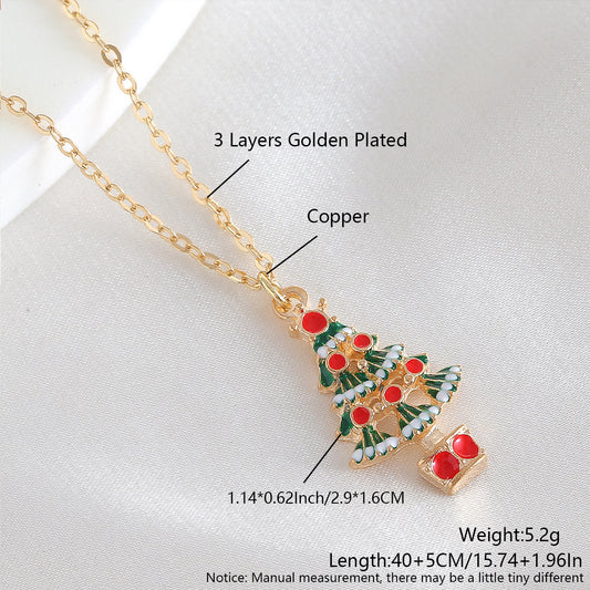 C901 Collar árbol de Navidad cobre 22cm largo 2cm dije