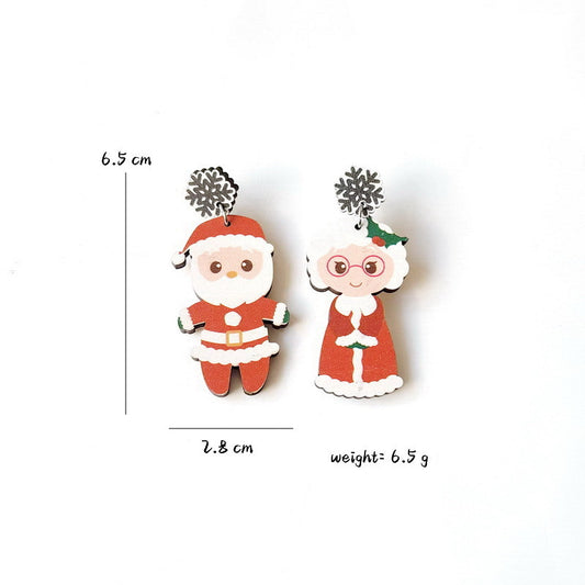 E4817 Aretes santa claus Navidad madera 4cm