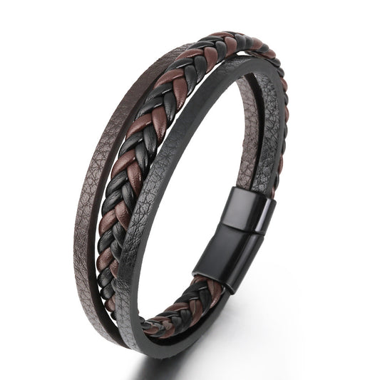 B497 Pulsera hombre cuero sintético 21cm