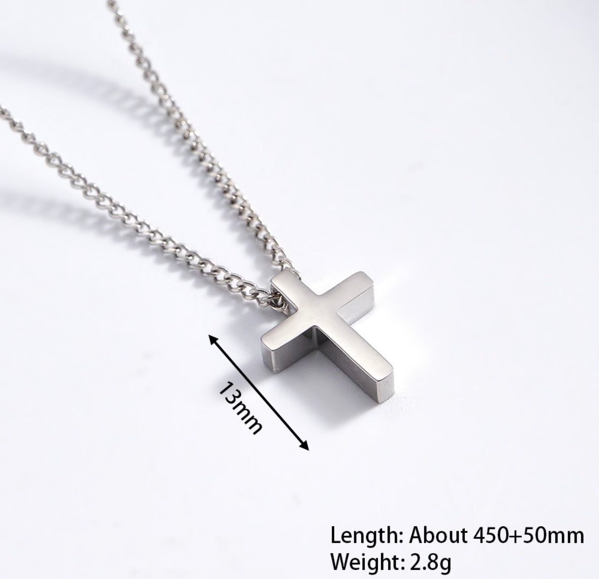 C1506 Collar Cruz plateada 21cm dije 1.5cm