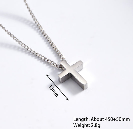 C1506 Collar Cruz plateada 21cm dije 1.5cm