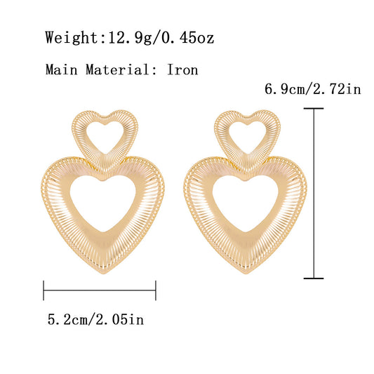 E2954 Aretes corazon grandes aleacion ligeros 7cm