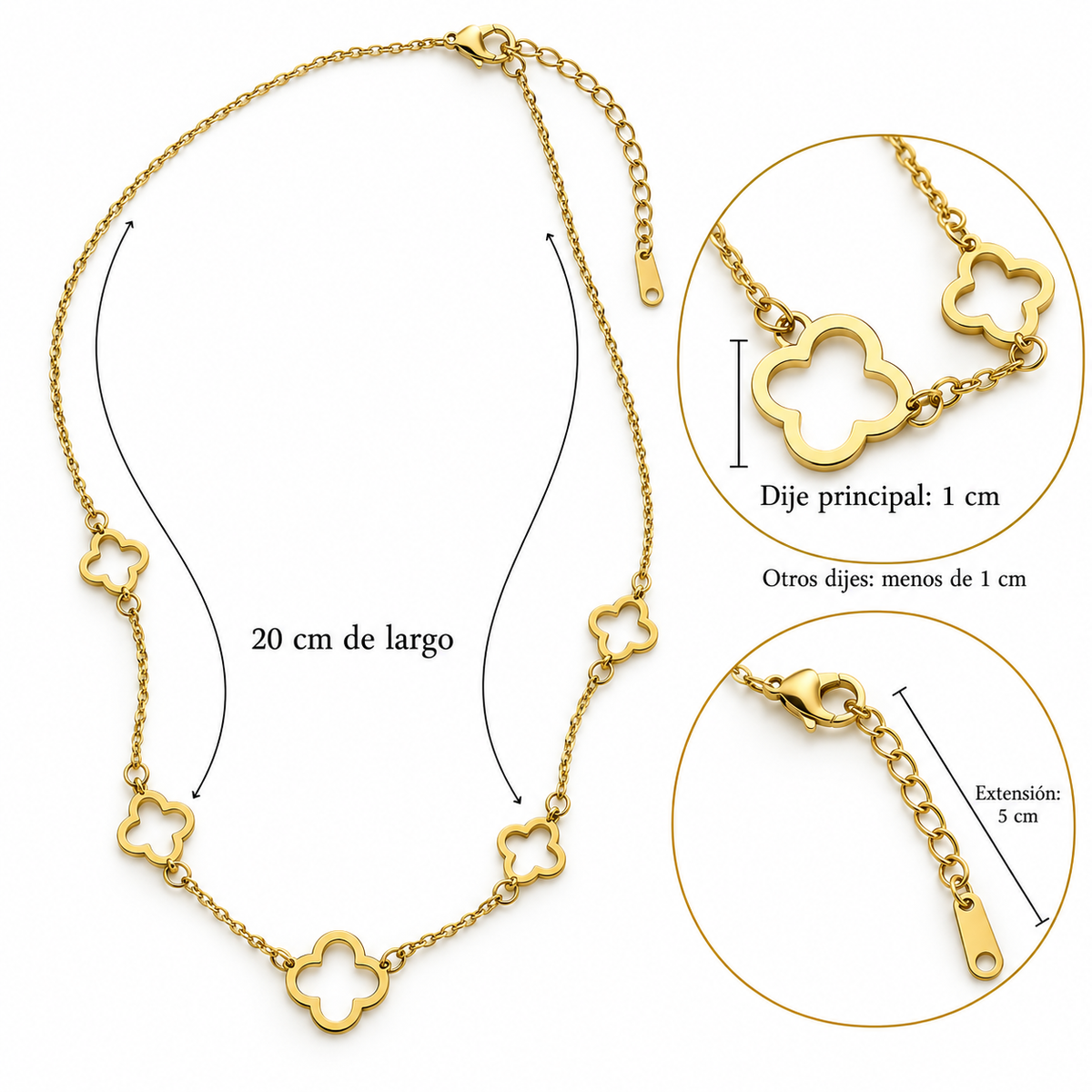 C057 Collar trebol de acero inoxidable 304