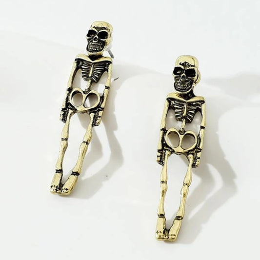E4056 Aretes esqueleto día de muertos Halloween 3.5cm
